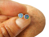 Australian Opal Sterling Silver 925 Gemstone Stud Earrings - 5 mm