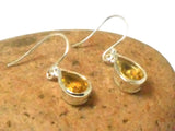 Teardrop Pear Shaped CITRINE Sterling Silver Gemstone Drop Dangle Earrings 925