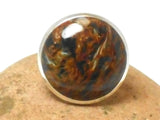 Large Chunky Round Pietersite Sterling Silver 925 Gemstone Ring - Size: R / 9