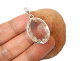 Oval Clear QUARTZ Sterling Silver 925 Gemstone Pendant