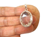 Oval Clear QUARTZ Sterling Silver 925 Gemstone Pendant