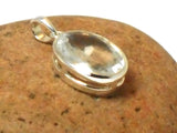 Oval Clear QUARTZ Sterling Silver 925 Gemstone Pendant
