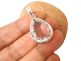 Teardrop Clear Quartz Sterling Silver 925 Gemstone Pendant