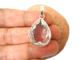 Teardrop Clear Quartz Sterling Silver 925 Gemstone Pendant
