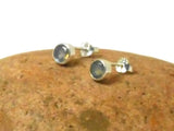 Fiery Labradorite Round Shaped Sterling Silver Gemstone Stud Earrings 925 - 5 mm