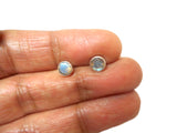 Fiery Labradorite Round Shaped Sterling Silver Gemstone Stud Earrings 925 - 5 mm