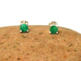 Green Round Emerald Sterling Silver 925 Stud Earrings - 5 mm
