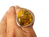 Large Chunky AMBER Sterling Silver 925 Gemstone Ring