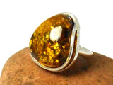 Large Chunky AMBER Sterling Silver 925 Gemstone Ring