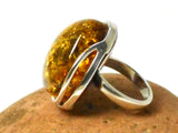 Large Chunky AMBER Sterling Silver 925 Gemstone Ring