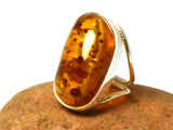 Adjustable Large Chunky AMBER Sterling Silver 925 Gemstone Ring