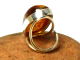 Adjustable Large Chunky AMBER Sterling Silver 925 Gemstone Ring