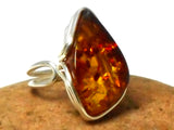 Large Adjustable Chunky AMBER Sterling Silver 925 Gemstone Ring