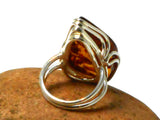 Large Adjustable Chunky AMBER Sterling Silver 925 Gemstone Ring