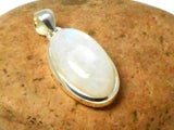 Fiery Oval MOONSTONE Sterling Silver 925 Gemstone Pendant