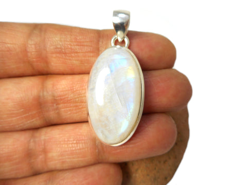 Fiery Oval MOONSTONE Sterling Silver 925 Gemstone Pendant