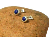 Blue LAPIS LAZULI Round Sterling Silver Stud Earrings 925 - 5 mm