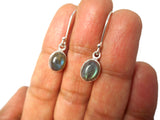 Fiery Oval LABRADORITE Sterling Silver Gemstone Drop Dangle Earrings