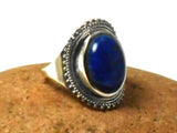 Lapis Lazuli Sterling Silver Oval Blue Gemstone Statement Ring 925 - Statement Piece!