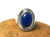 Lapis Lazuli Sterling Silver Oval Blue Gemstone Statement Ring 925 - Statement Piece!