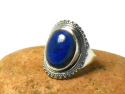 Lapis Lazuli Sterling Silver Oval Blue Gemstone Statement Ring 925 - Statement Piece!