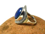 Lapis Lazuli Sterling Silver Oval Blue Gemstone Statement Ring 925 - Statement Piece!