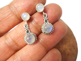 Fiery MOONSTONE Sterling Silver Gemstone Stud Drop Dangle Earrings 925
