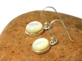 White Oval Mother of Pearl Sterling Silver 925 Gemstone Drop Dangle Earrings