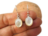 White Oval Mother of Pearl Sterling Silver 925 Gemstone Drop Dangle Earrings