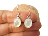 White Oval Mother of Pearl Sterling Silver 925 Gemstone Drop Dangle Earrings