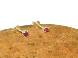 Small Pink Round Shaped RUBY Sterling Silver 925 Gemstone Stud Earrings - 3 mm