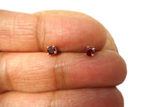 Small Round Red GARNET Sterling Silver 925 Stud Earrings - 3 mm