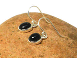 Oval BLACK ONYX Sterling Silver Gemstone Drop Earrings 925