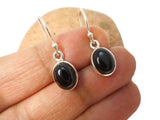 Oval BLACK ONYX Sterling Silver Gemstone Drop Earrings 925