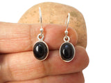 Oval BLACK ONYX Sterling Silver Gemstone Drop Earrings 925