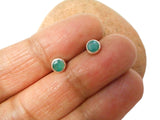 Small Round Green EMERALD Sterling Silver 925 Stud Earrings - 4 mm