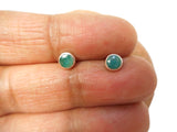 Small Round Green EMERALD Sterling Silver 925 Stud Earrings - 4 mm