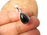Small Teardrop Black ONYX Sterling Silver Gemstone Pendant