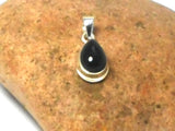 Small Teardrop Black ONYX Sterling Silver Gemstone Pendant