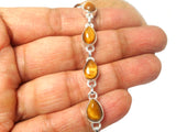 Adjustable Tigers Eye Gemstone Sterling Silver 925 Bracelet : 18 - 21 cm
