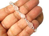 Adjustable Pink Rose Quartz Gemstone Sterling Silver 925 Bracelet : 18 - 21 cm