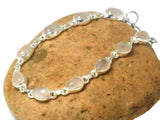 Adjustable Pink Rose Quartz Gemstone Sterling Silver 925 Bracelet : 18 - 21 cm