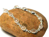 Adjustable Pink Rose Quartz Gemstone Sterling Silver 925 Bracelet : 18 - 21 cm