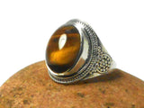 Oval TIGERS EYE Sterling Silver 925 Oval Gemstone Ring - (Size U)