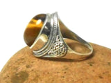 Oval TIGERS EYE Sterling Silver 925 Oval Gemstone Ring - (Size U)