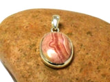Pink Oval RHODOCHROSITE Sterling Silver 925 Gemstone Pendant