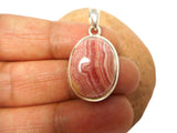 Pink Oval RHODOCHROSITE Sterling Silver 925 Gemstone Pendant