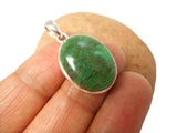 Green Oval Tibetan TURQUOISE Sterling Silver 925 Gemstone Pendant