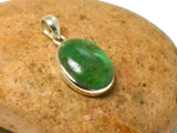 Green Oval Tibetan TURQUOISE Sterling Silver 925 Gemstone Pendant