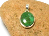 Green Oval Tibetan TURQUOISE Sterling Silver 925 Gemstone Pendant